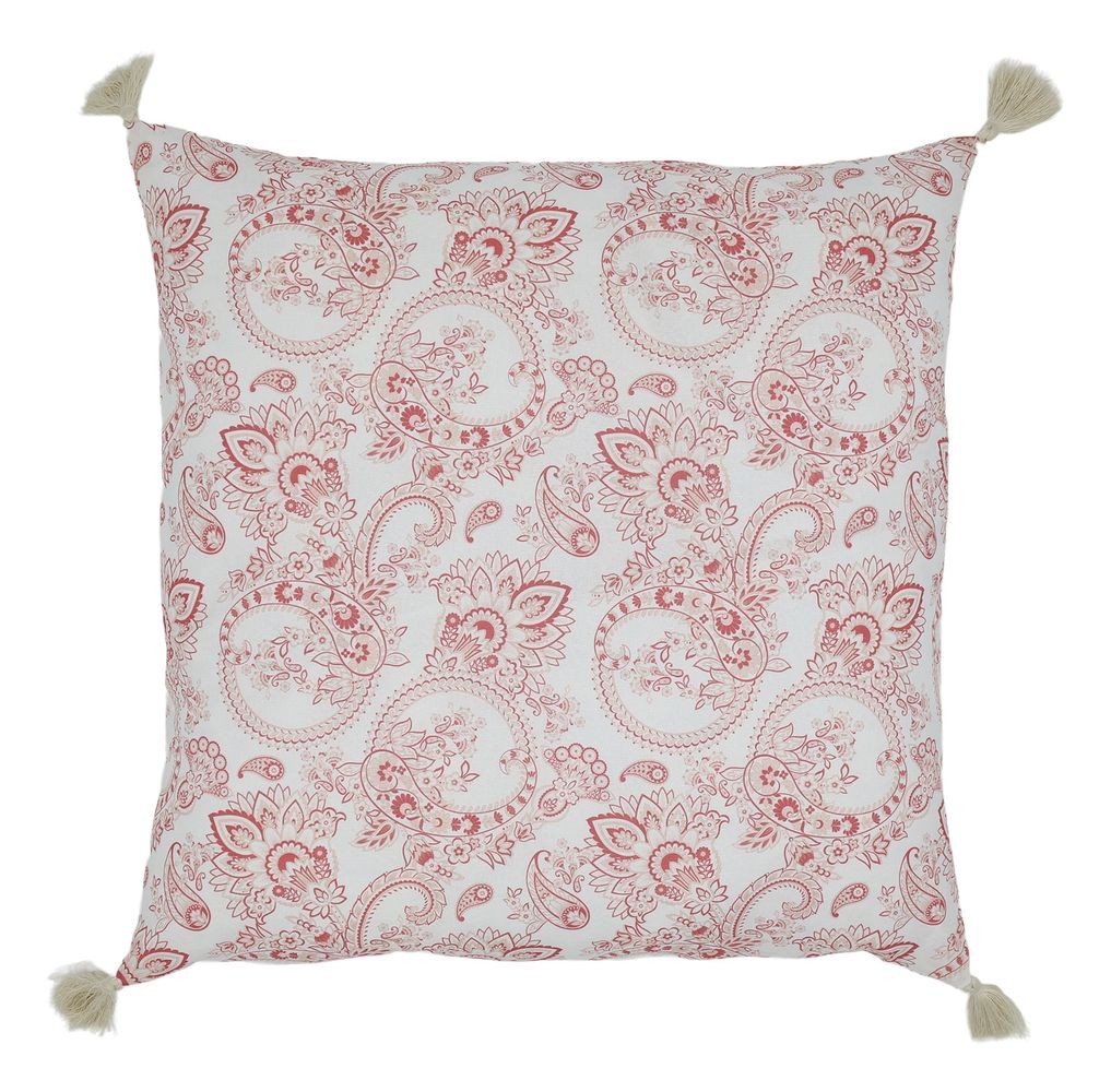 Bílo-růžový povlak na polštář s květy Aix Paisley Flowers - 50*50 cm