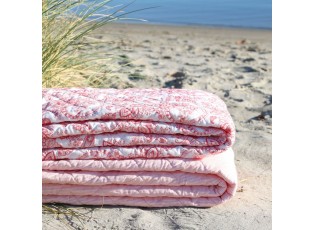 Bílo-růžový prošívaný přehoz s květy Aix Paisley Flowers - 130*180 cm