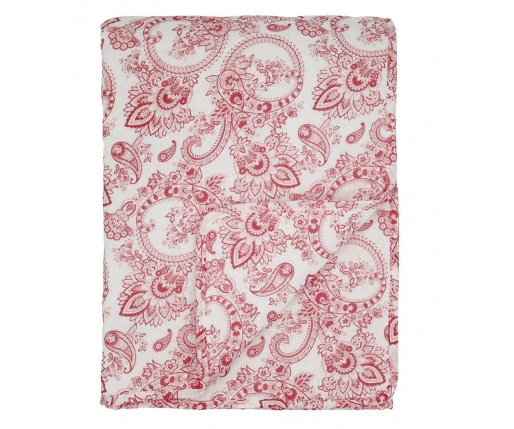 Bílo-růžový prošívaný přehoz s květy Aix Paisley Flowers - 130*180 cm Chic Antique