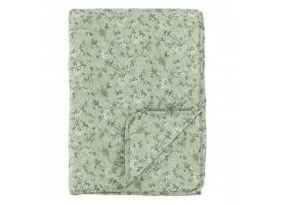 Zelený prošívaný přehoz s květy Aix Wild Flowers - 130*180 cm