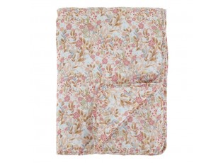 Růžovo-modrý prošívaný přehoz s květy Aix Wild Flowers - 130*180 cm