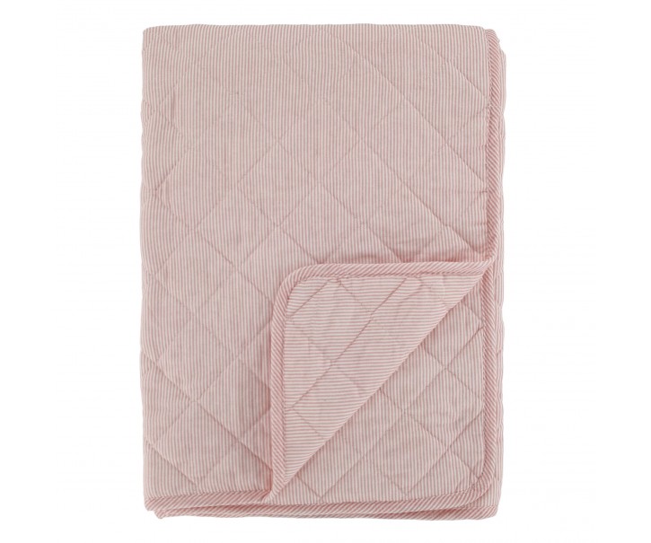 Růžový pruhovaný prošívaný přehoz Aix - 130*180 cm Chic Antique