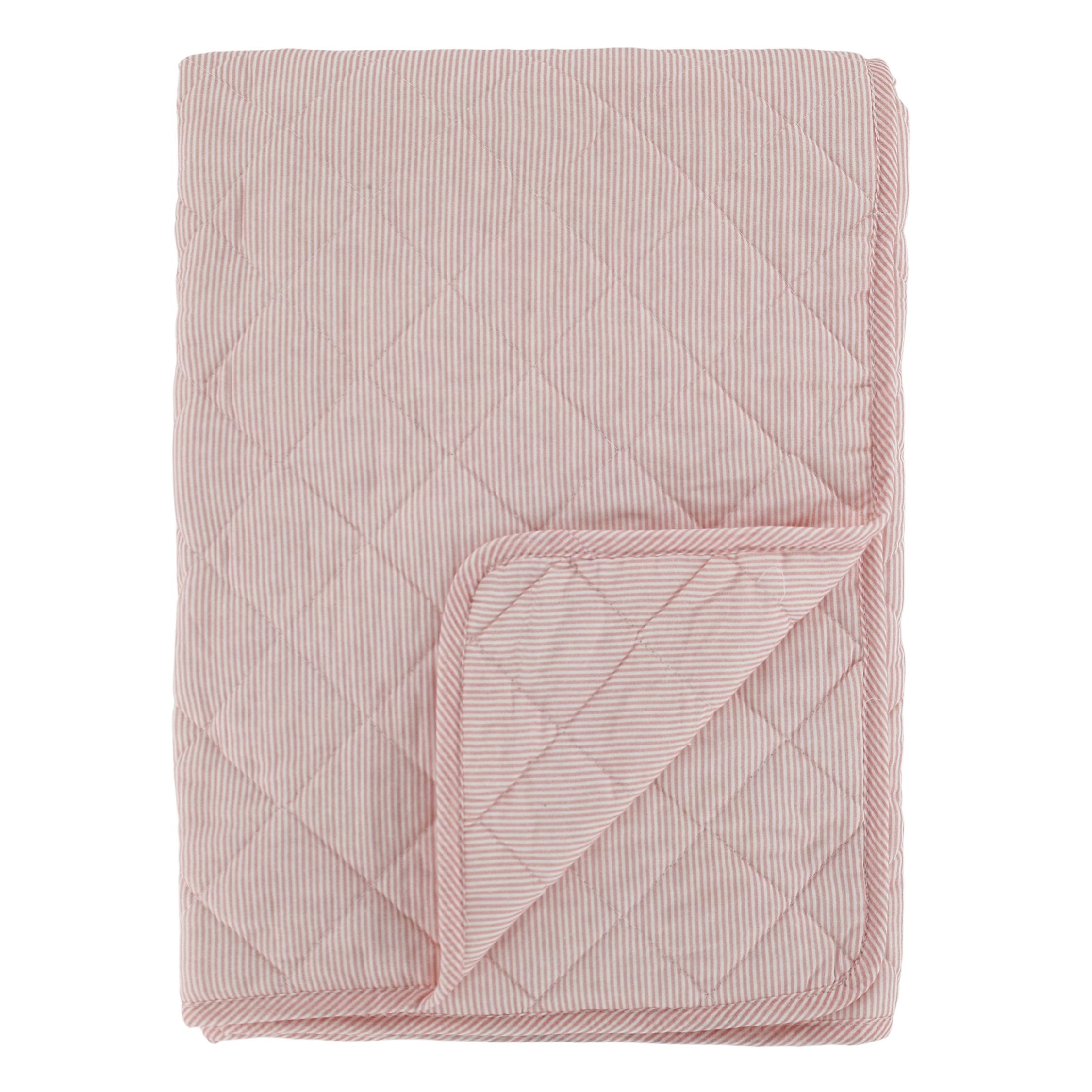Růžový pruhovaný prošívaný přehoz Aix Quilt - 130*180 cm