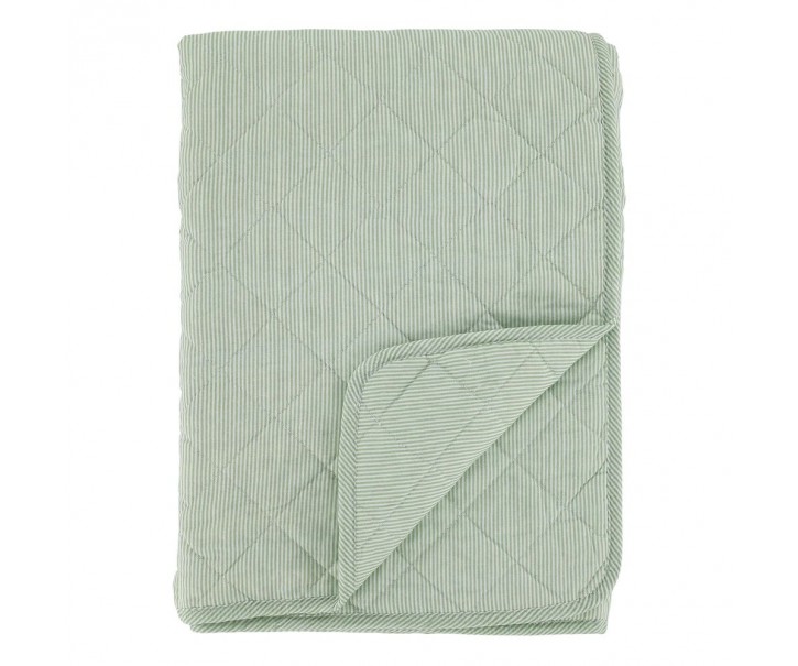 Zelený pruhovaný prošívaný přehoz Aix Quilt - 130*180 cm Chic Antique