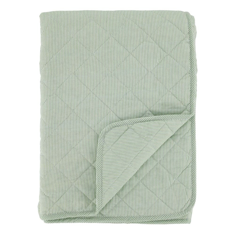 Zelený pruhovaný prošívaný přehoz Aix Quilt - 130*180 cm