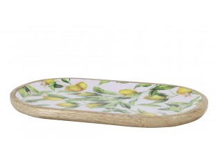 Dřevěný mangový tác s citróny Tours Limone Blossom - 37*20*2 cm