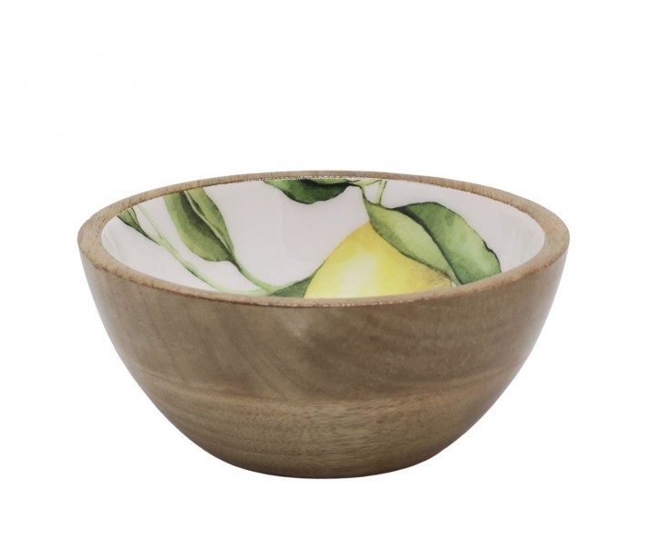 Dřevěná mangová miska s citróny Tours Limone Blossom - Ø 15*7 cm / 500ml Chic Antique