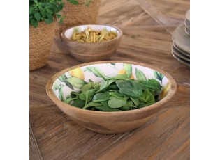 Dřevěná mangová miska s citróny Tours Limone Blossom - Ø 25*8 cm / 1300 ml