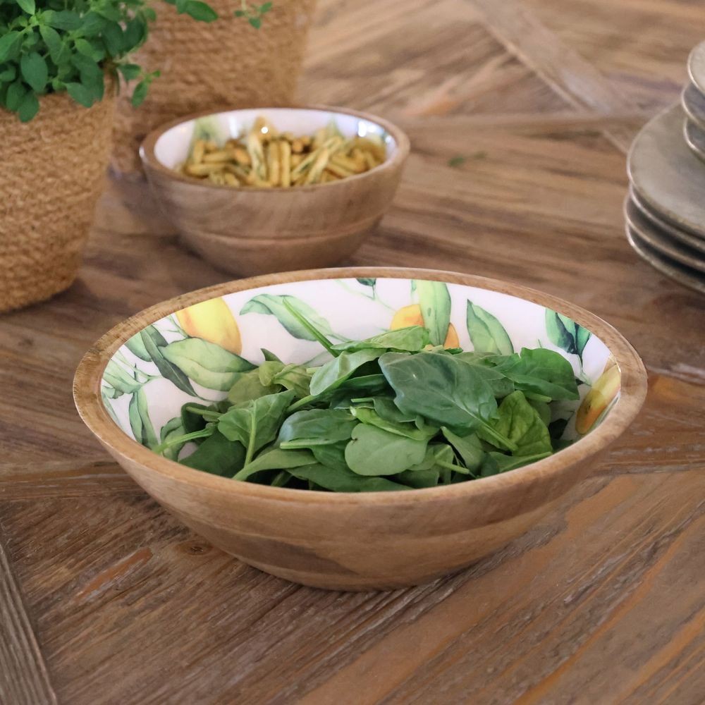 Dřevěná mangová miska s citróny Tours Limone Blossom - Ø 25*8 cm / 1300 ml