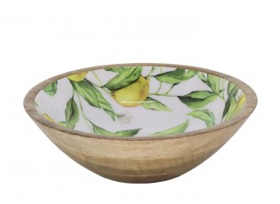 Dřevěná mangová miska s citróny Tours Limone Blossom - Ø 25*8 cm / 1300 ml