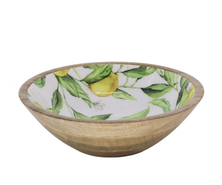 Dřevěná mangová miska s citróny Tours Limone Blossom - Ø 25*8 cm / 1300 ml Chic Antique
