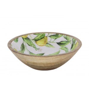 Dřevěná mangová miska s citróny Tours Limone Blossom - Ø 25*8 cm / 1300 ml