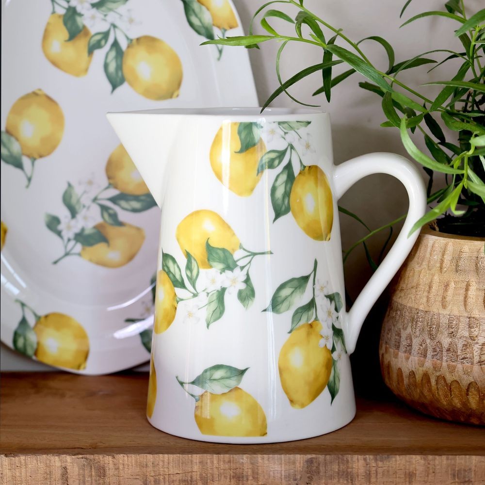 Porcelánový džbán s citróny Maison Limone Blossom - 11*17 cm / 1100 ml