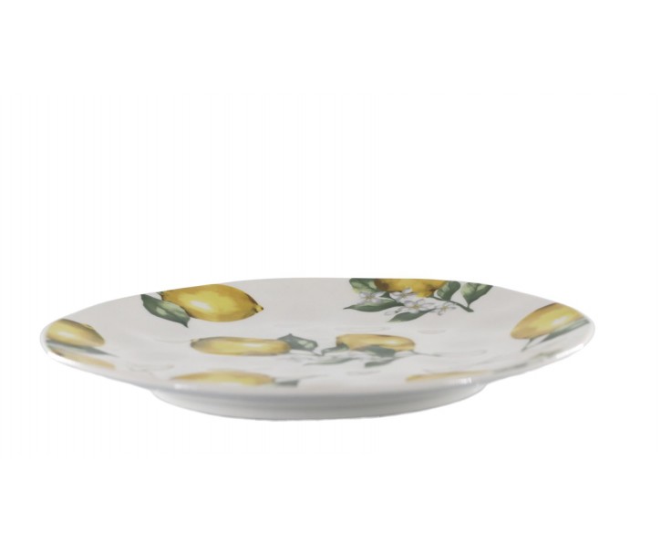 Porcelánový dezetní talíř s citróny Maison Limone Blossom - Ø 20*2 cm Chic Antique