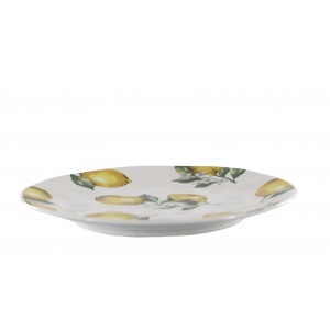 Porcelánový dezetní talíř s citróny Maison Limone Blossom - Ø 20*2 cm