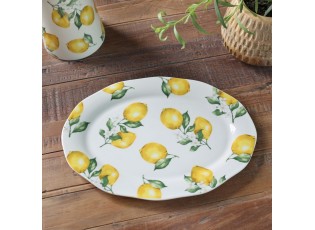 Porcelánový tác s citróny Maison Limone Blossom - 30*22*1,5 cm