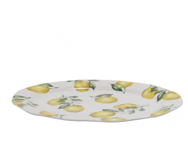 Porcelánový tác s citróny Maison Limone Blossom - 30*22*1,5 cm Chic Antique