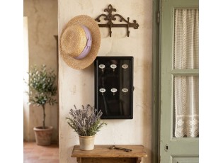 Černá dřevěná skříňka na klíče- 24*7*38 cm