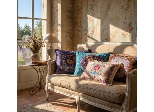 Fialový polštář s květy a výplní Baroque - 70*50*6 cm