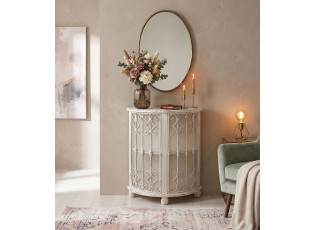 Krémová antik půlkulatá dřevěná skříňka Kolun - 81*32*103 cm