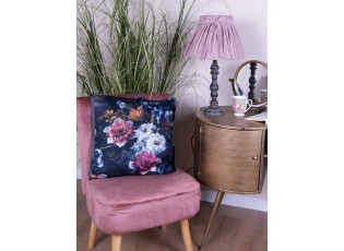 Dekorační polštář s výplní a motivem květů a třásněmi - 45*45*4 cm