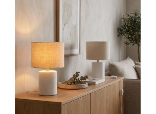 Bílá keramická stolní lampa Pierre se stínidlem - Ø18 * 28 cm / 40W / E14