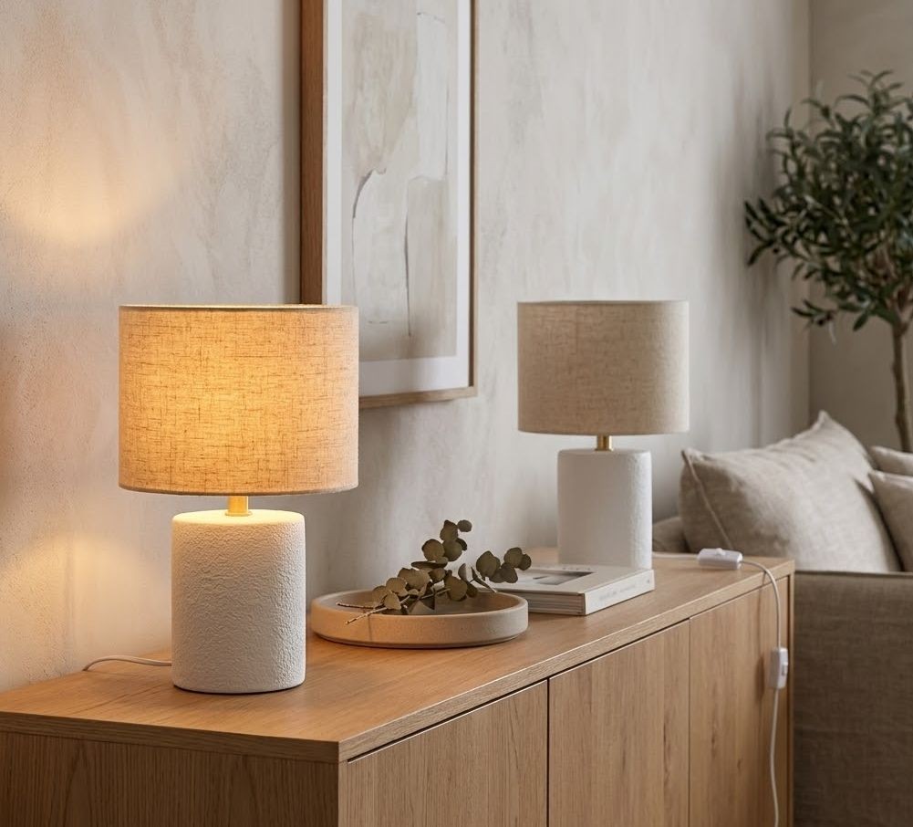 Bílá keramická stolní lampa Pierre se stínidlem - Ø18 * 28 cm / 40W / E14