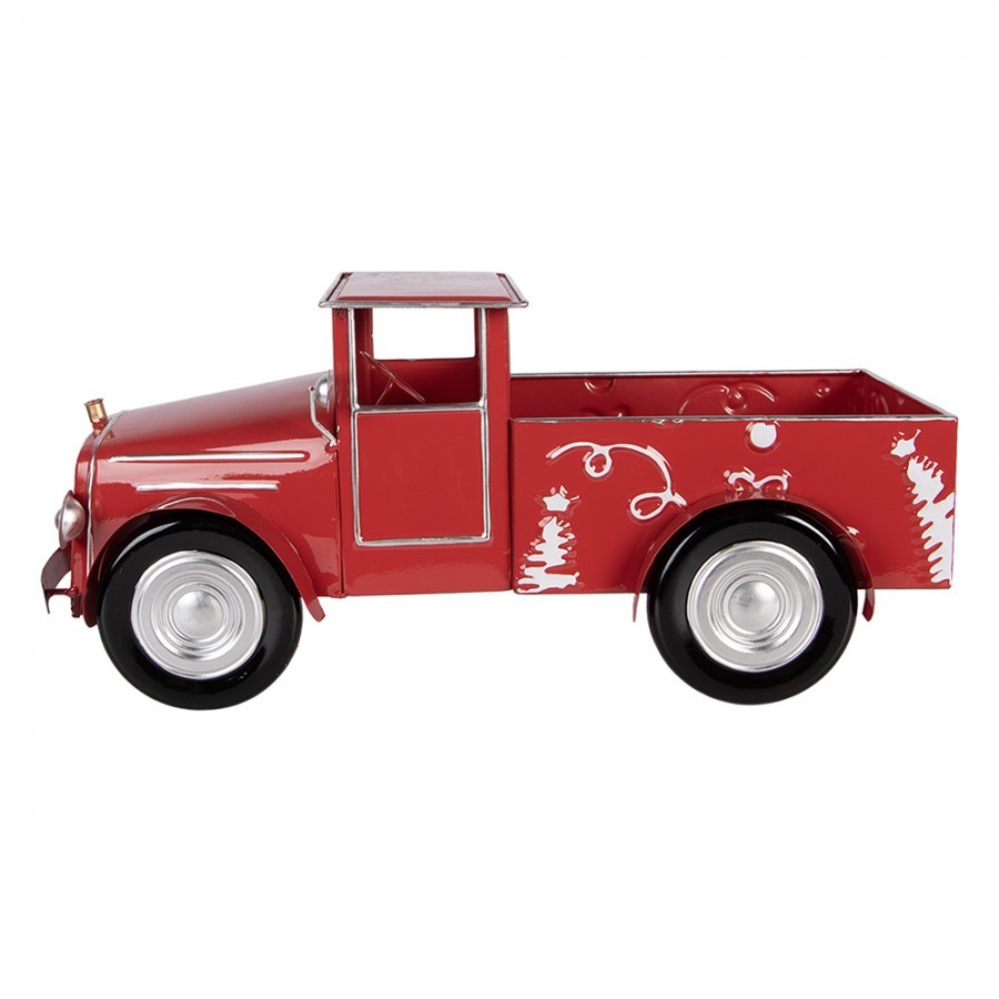 Vánoční dekorace červené kovové retro auto - 42*18*19 cm