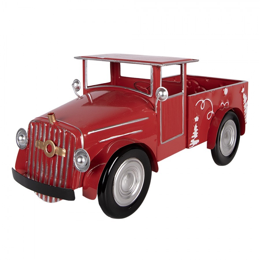Vánoční dekorace červené kovové retro auto - 42*18*19 cm