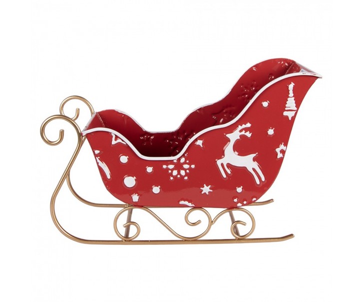 Christmas Decoration Figurine Sled 29x13x19 Cm Red Metal - 29*13*19 cm Clayre & Eef