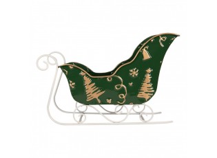 Christmas Decoration Figurine Sled 35x15x23 Cm Green Metal - 35*15*23 cm