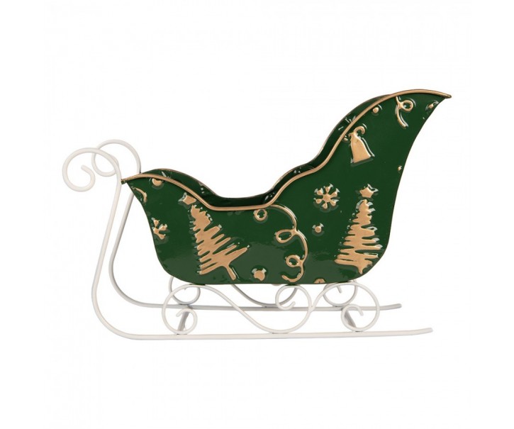 Christmas Decoration Figurine Sled 35x15x23 Cm Green Metal - 35*15*23 cm Clayre & Eef