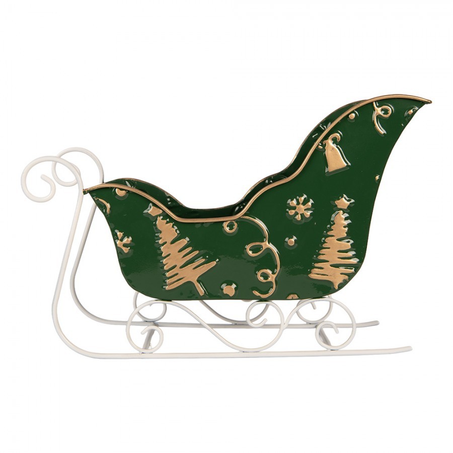 Christmas Decoration Figurine Sled 35x15x23 Cm Green Metal - 35*15*23 cm