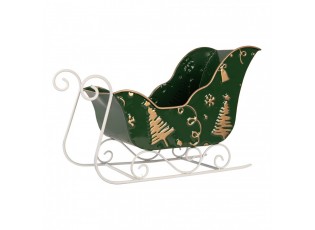 Christmas Decoration Figurine Sled 35x15x23 Cm Green Metal - 35*15*23 cm