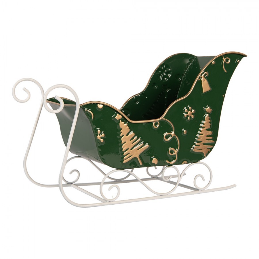 Christmas Decoration Figurine Sled 35x15x23 Cm Green Metal - 35*15*23 cm
