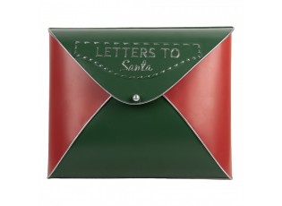 Červeno-zelená dekorace vánoční schránka Letters to Santa - 33*9*27 cm