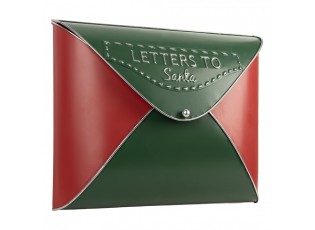 Červeno-zelená dekorace vánoční schránka Letters to Santa - 33*9*27 cm