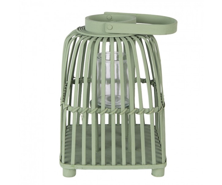Zelená ratanová lucerna Simmy M - 21*21*30 cm Clayre & Eef
