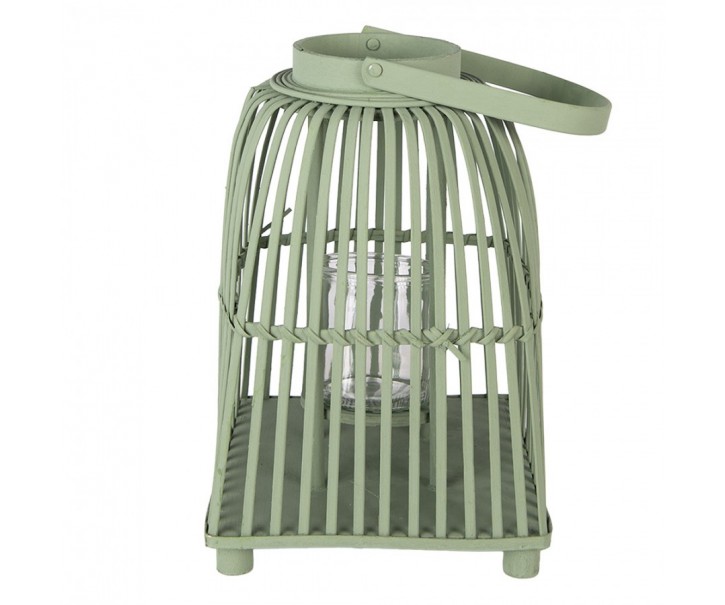 Zelená ratanová lucerna Simmy L - 24*24*36 cm Clayre & Eef