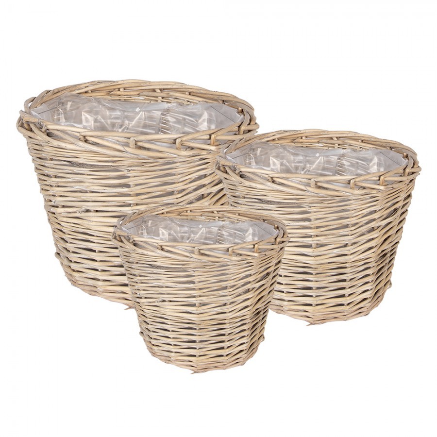 Levně Set 3ks proutěný košík květináč - Ø 34*27 / Ø 29*24 / Ø 23*21 cm 6RO0611