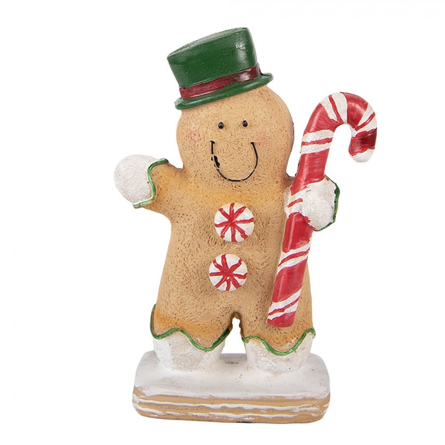 Christmas Decoration Figurine Gingerbread Man 12x6x18 Cm Brown Polyresin - 12*6*18 cm
