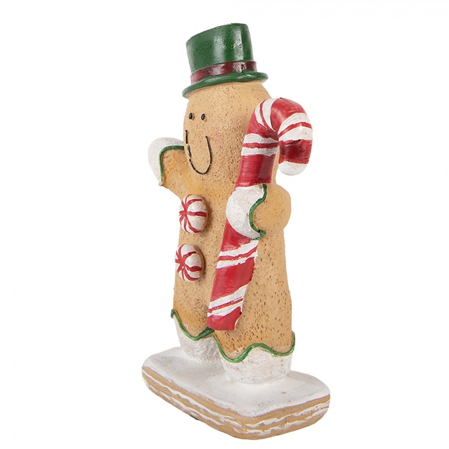 Christmas Decoration Figurine Gingerbread Man 12x6x18 Cm Brown Polyresin - 12*6*18 cm