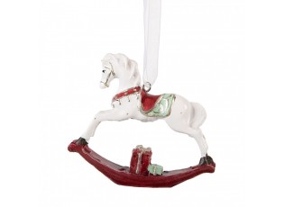 Christmas Ornament Rocking Horse 9x2x10 Cm White Plastic - 9*2*10 cm