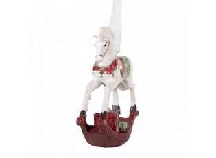 Christmas Ornament Rocking Horse 9x2x10 Cm White Plastic - 9*2*10 cm
