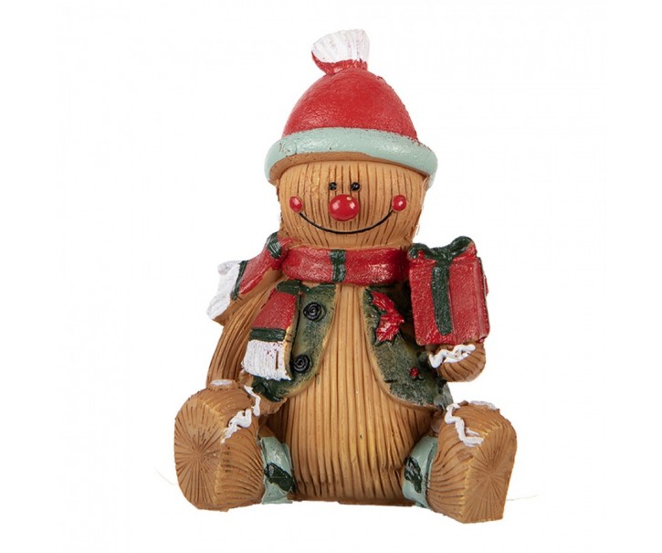 Christmas Decoration Figurine Gingerbread Man 7x5x9 Cm Brown Plastic - 7*5*9 cm Clayre & Eef