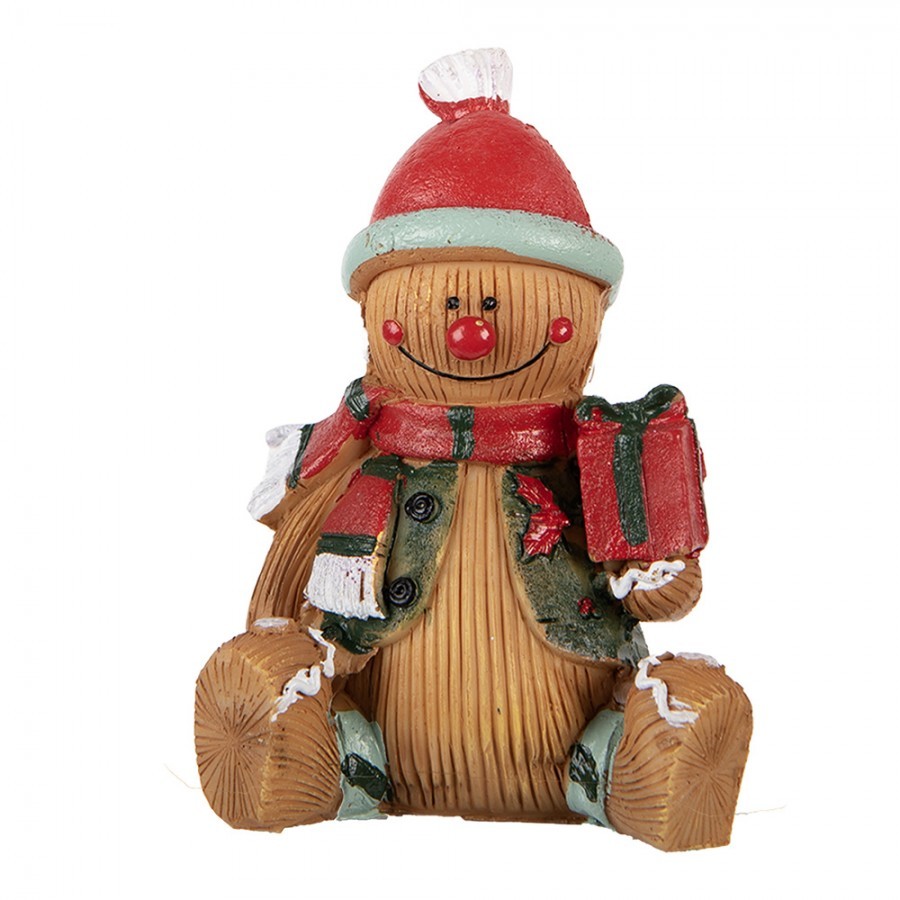 Christmas Decoration Figurine Gingerbread Man 7x5x9 Cm Brown Plastic - 7*5*9 cm
