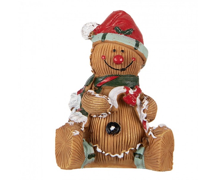 Christmas Decoration Figurine Gingerbread Man 7x5x9 Cm Brown Plastic - 7*5*9 cm Clayre & Eef