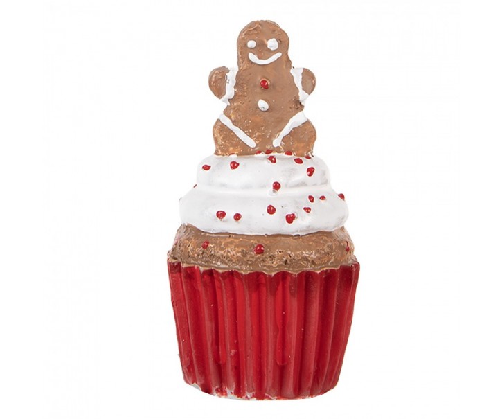 Christmas Decoration Figurine Cupcake ? 5x8 Cm Red Plastic - ? 5*8 cm Clayre & Eef