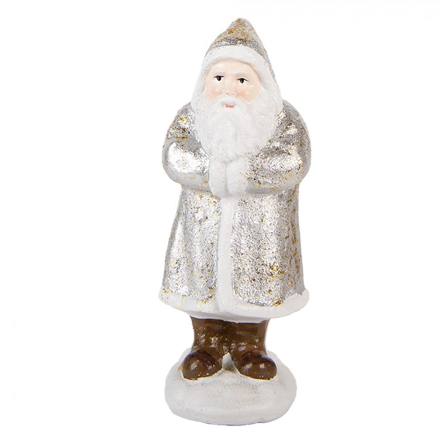 Christmas Decoration Figurine Santa Claus 7x7x16 Cm Silver Colored Plastic - 7*7*16 cm