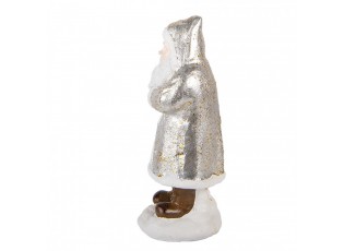 Christmas Decoration Figurine Santa Claus 7x7x16 Cm Silver Colored Plastic - 7*7*16 cm